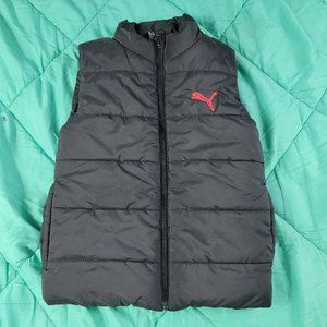 Puma Vest XXS 3-4 Black Red Full Zip Puffer Coat Jacket Kids Boys Sleeveless
